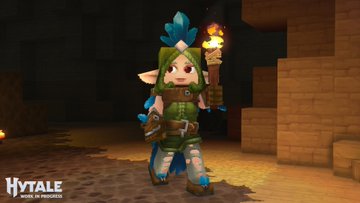 Cosmético de Hytale con exploradora de túneles y antorcha